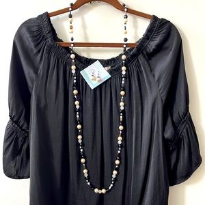 Vintage Black White Necklace and Earrings